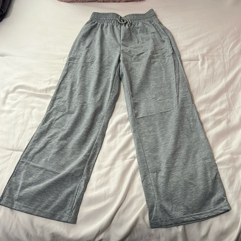 SHEIN EZwear Spring Grey Solid Drawstring Waist Sweatpants